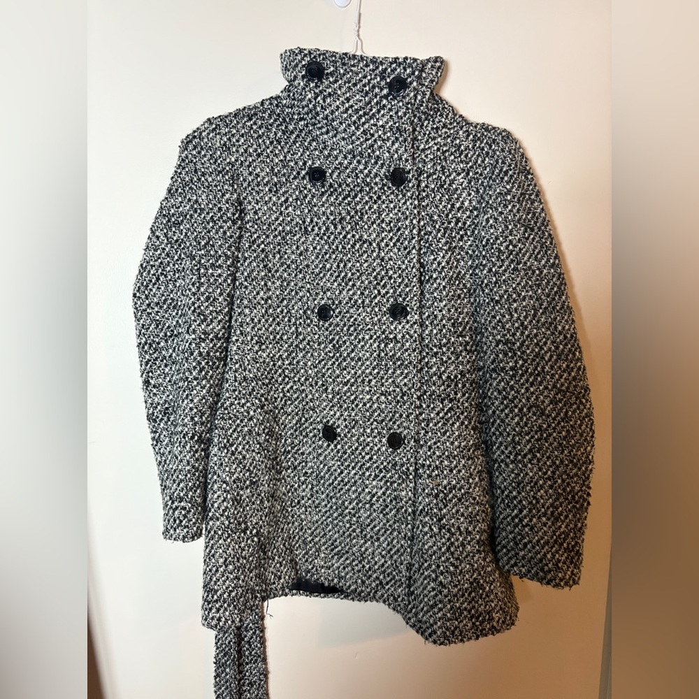 Calvin Klein Black and White Pea Coat